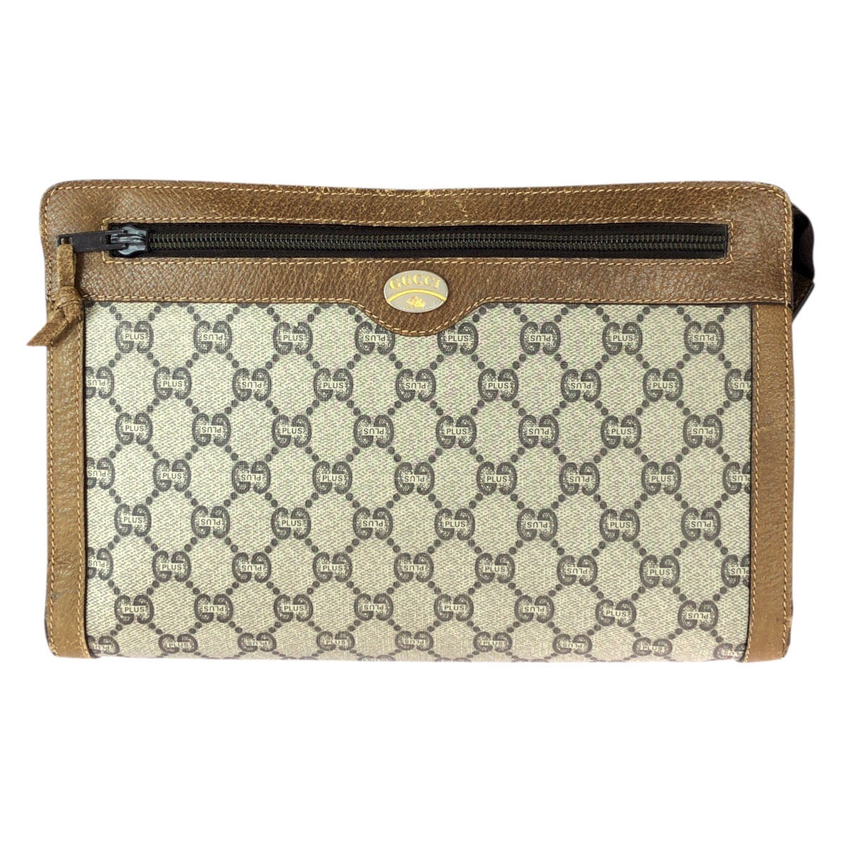 23020
GUCCI グッチ ヴィンテージ グッチプラス ベージュ ブラウン ゴールド金具 GGスプリームキャンバス クラッチバッグ セカンドバッグ ハンドポーチ メンズ B8