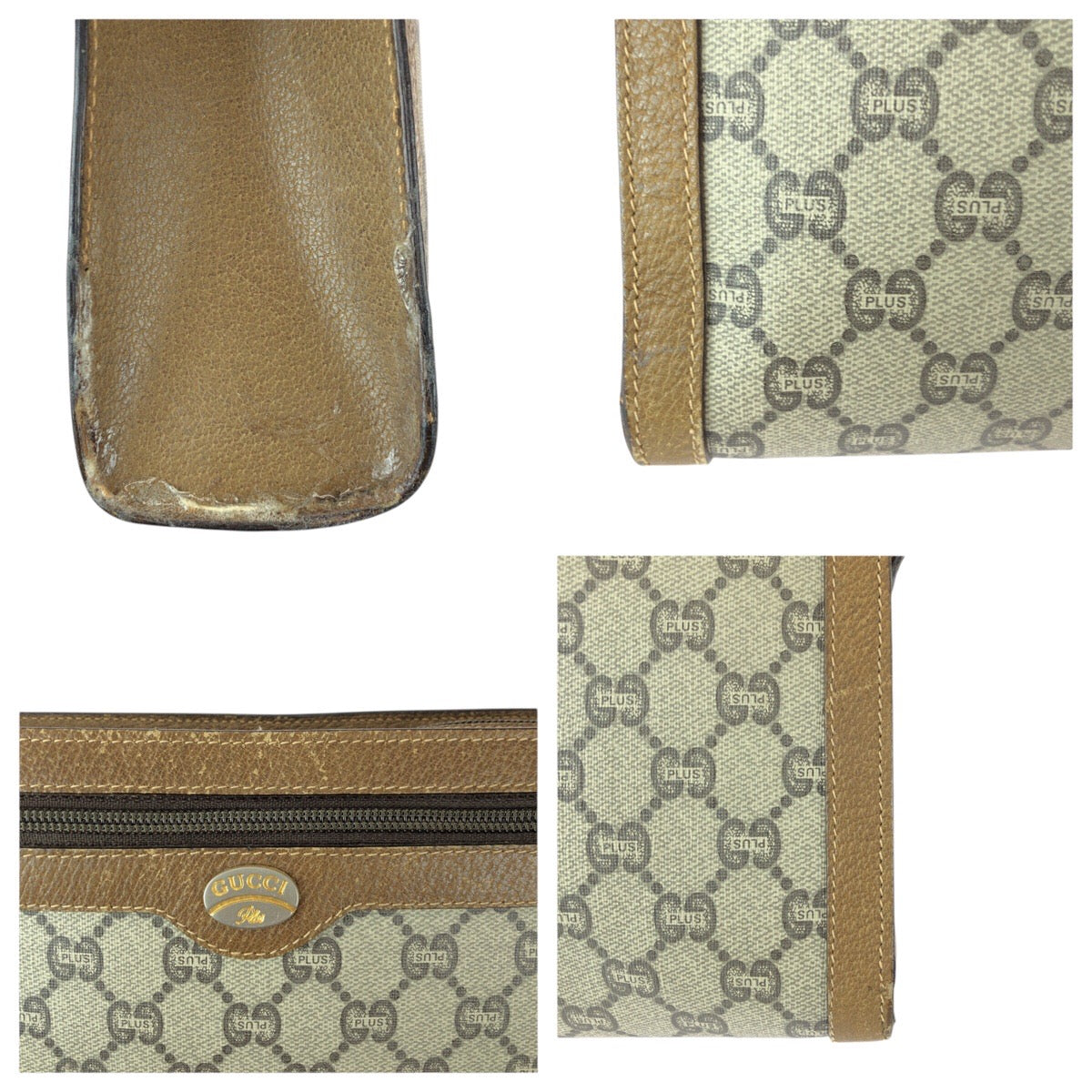 23020
GUCCI グッチ ヴィンテージ グッチプラス ベージュ ブラウン ゴールド金具 GGスプリームキャンバス クラッチバッグ セカンドバッグ ハンドポーチ メンズ B8