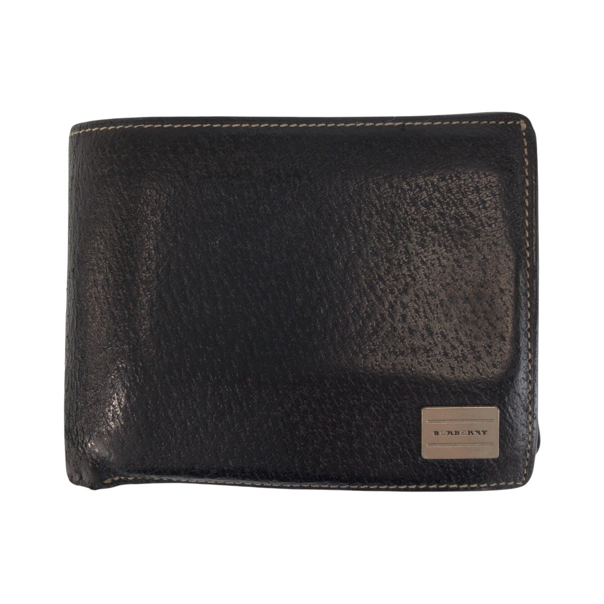 23025
BURBERRY バーバリー ブラック 黒 シルバー金具 レザー 折財布 コンパクトウォレット メンズ B5