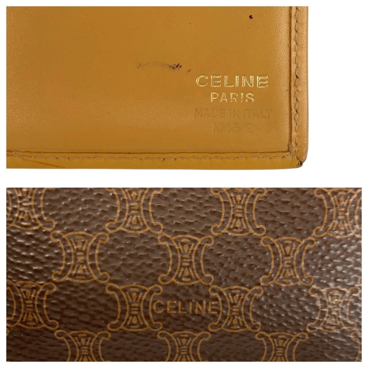 23028
CELINE セリーヌ マカダム ブラウン PVC M152 長財布 札入れ メンズ AB8