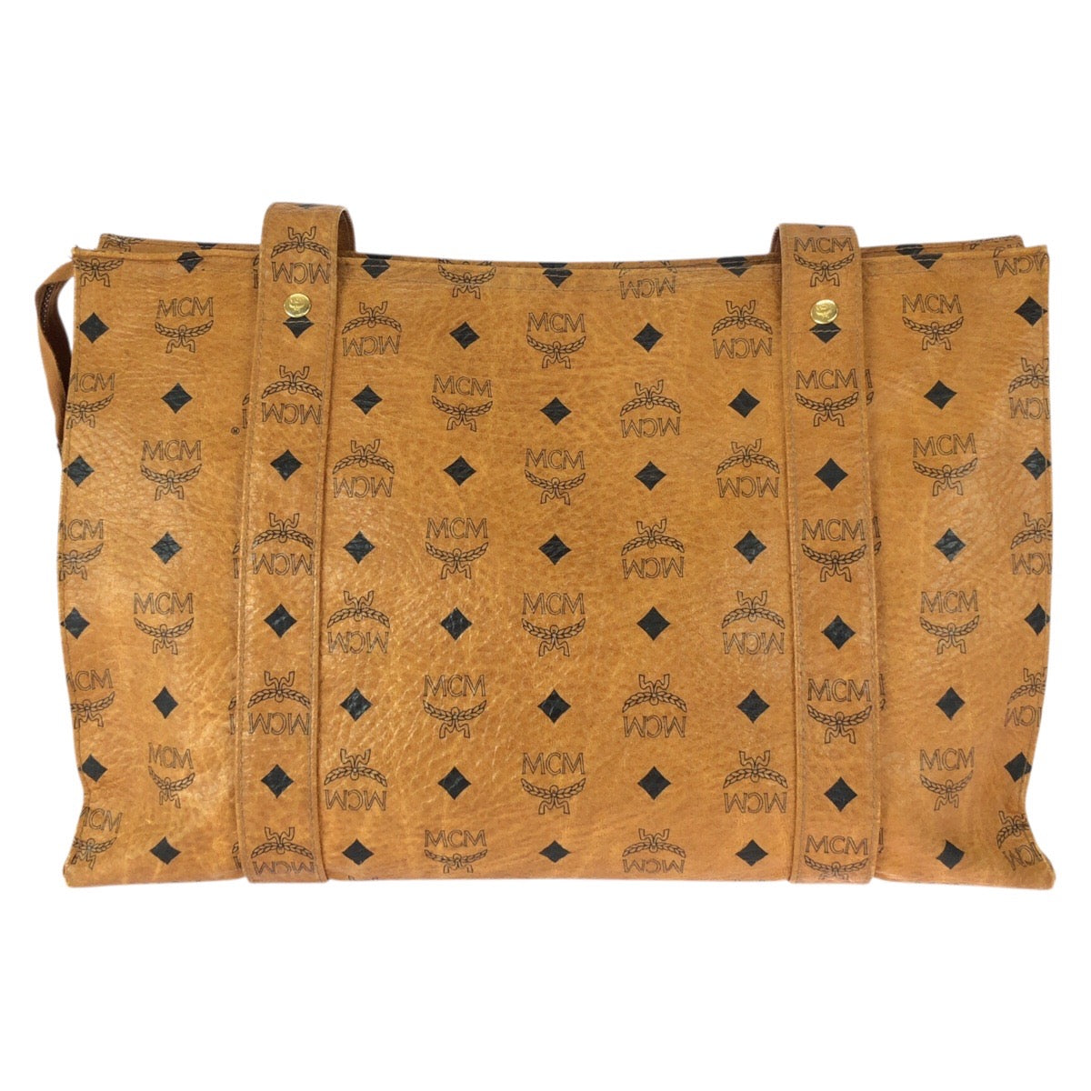 23033
MCM Vintage Visetos Brown Camel Gold Hardware PVC Shoulder Bag Tote Bag Ladies AB21