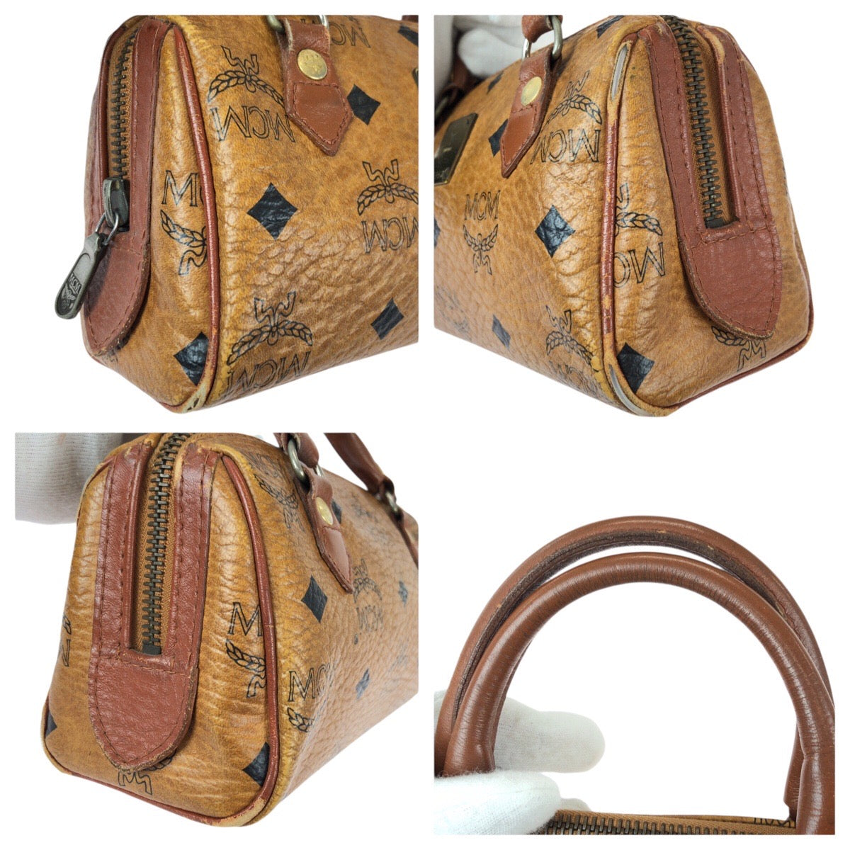 23034
MCM エム シー エム ヴィンテージ ヴィセトス ２way ブラウン キャメル ゴールド金具 PVC ショルダーバッグ ハンドバッグ レディース B21