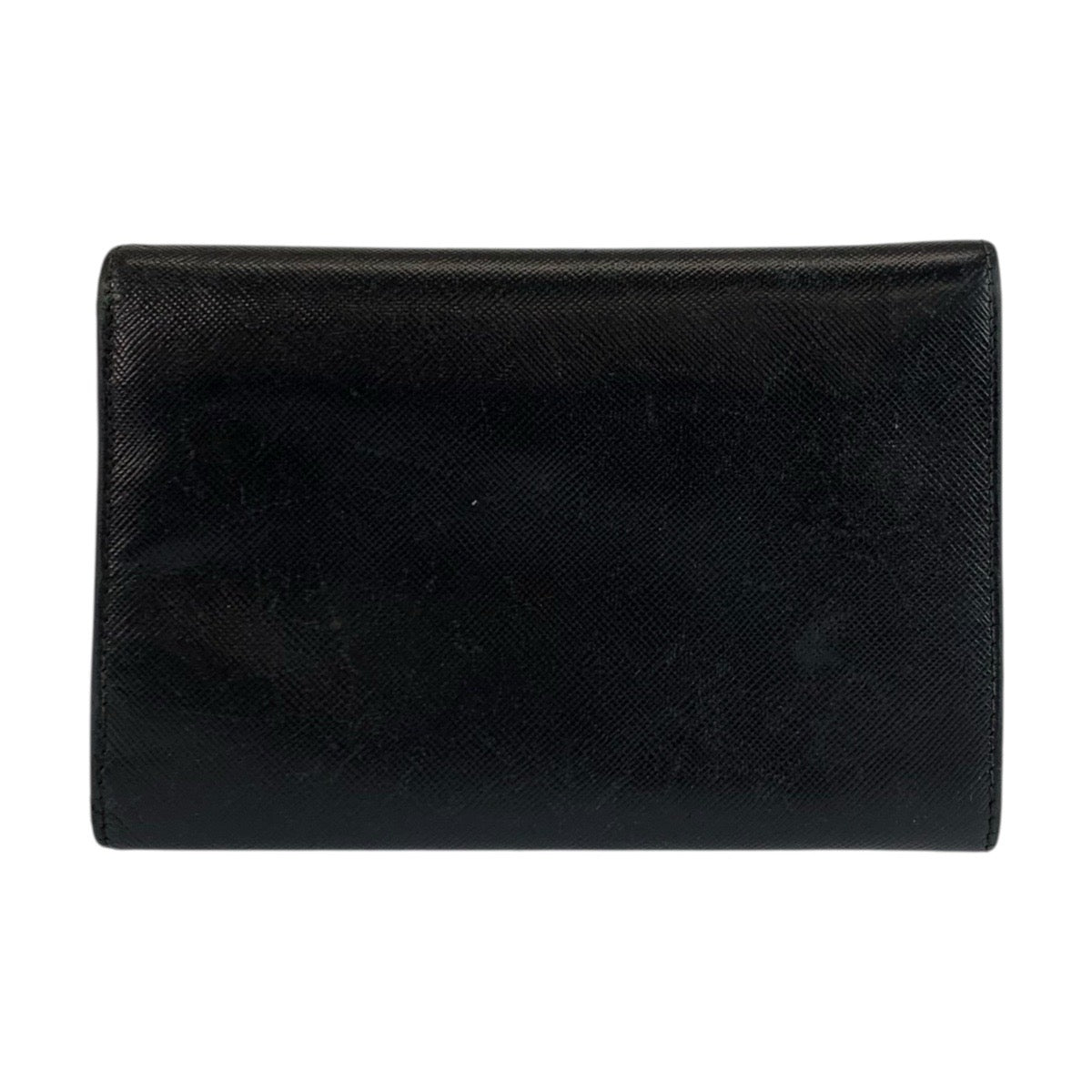 23038
PRADA プラダ サフィアーノ 三角ロゴプレート ブラック 黒 シルバー金具 レザー 折財布 コンパクトウォレット レディース AB8
