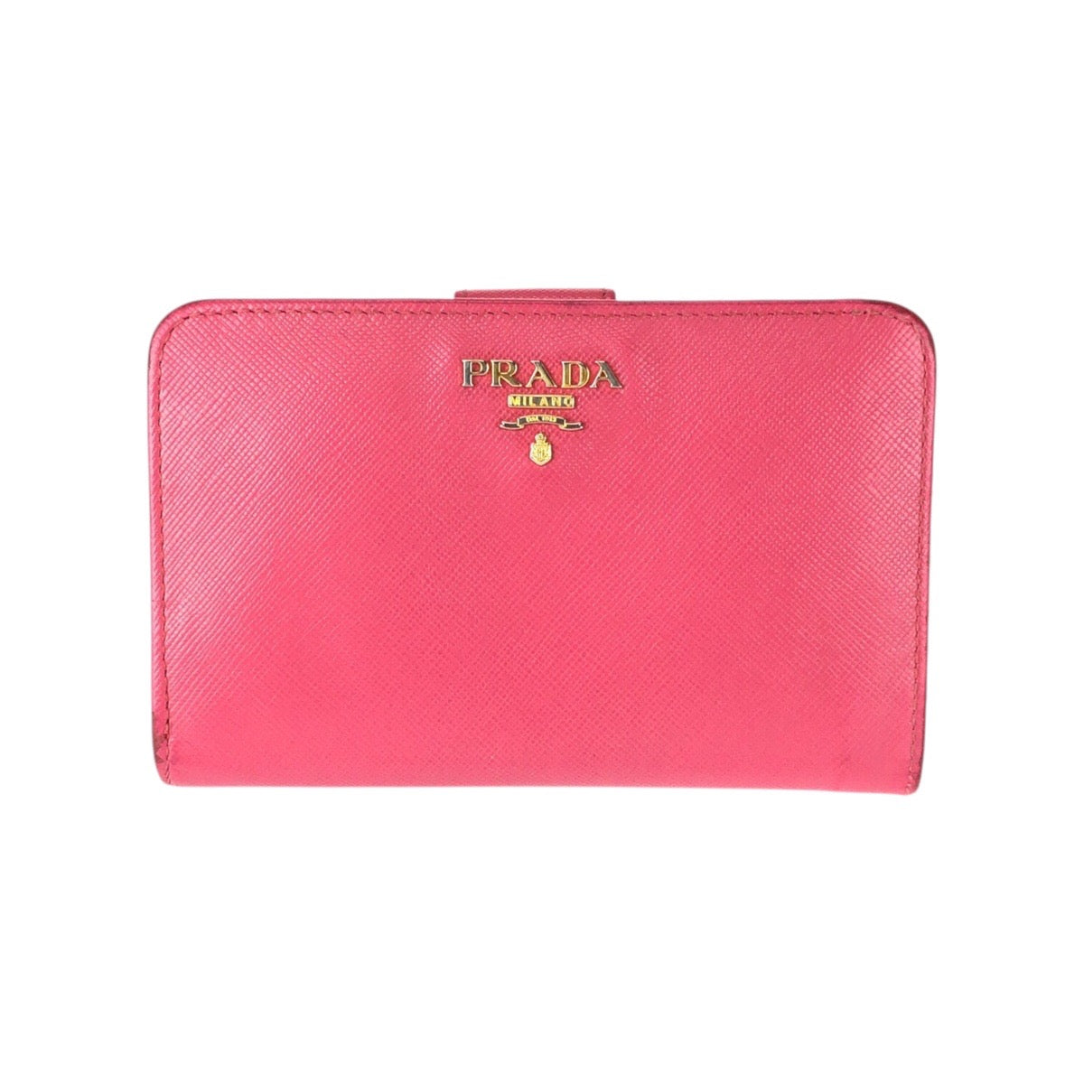 23039
PRADA プラダ サフィアーノ ピンク ゴールド金具 レザー 折財布 コンパクトウォレット レディース AB10