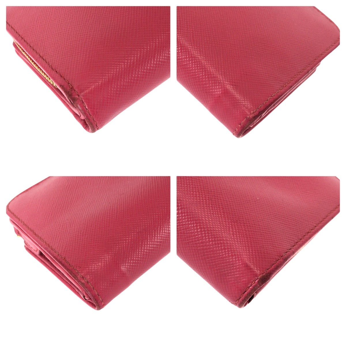 23039
PRADA プラダ サフィアーノ ピンク ゴールド金具 レザー 折財布 コンパクトウォレット レディース AB10