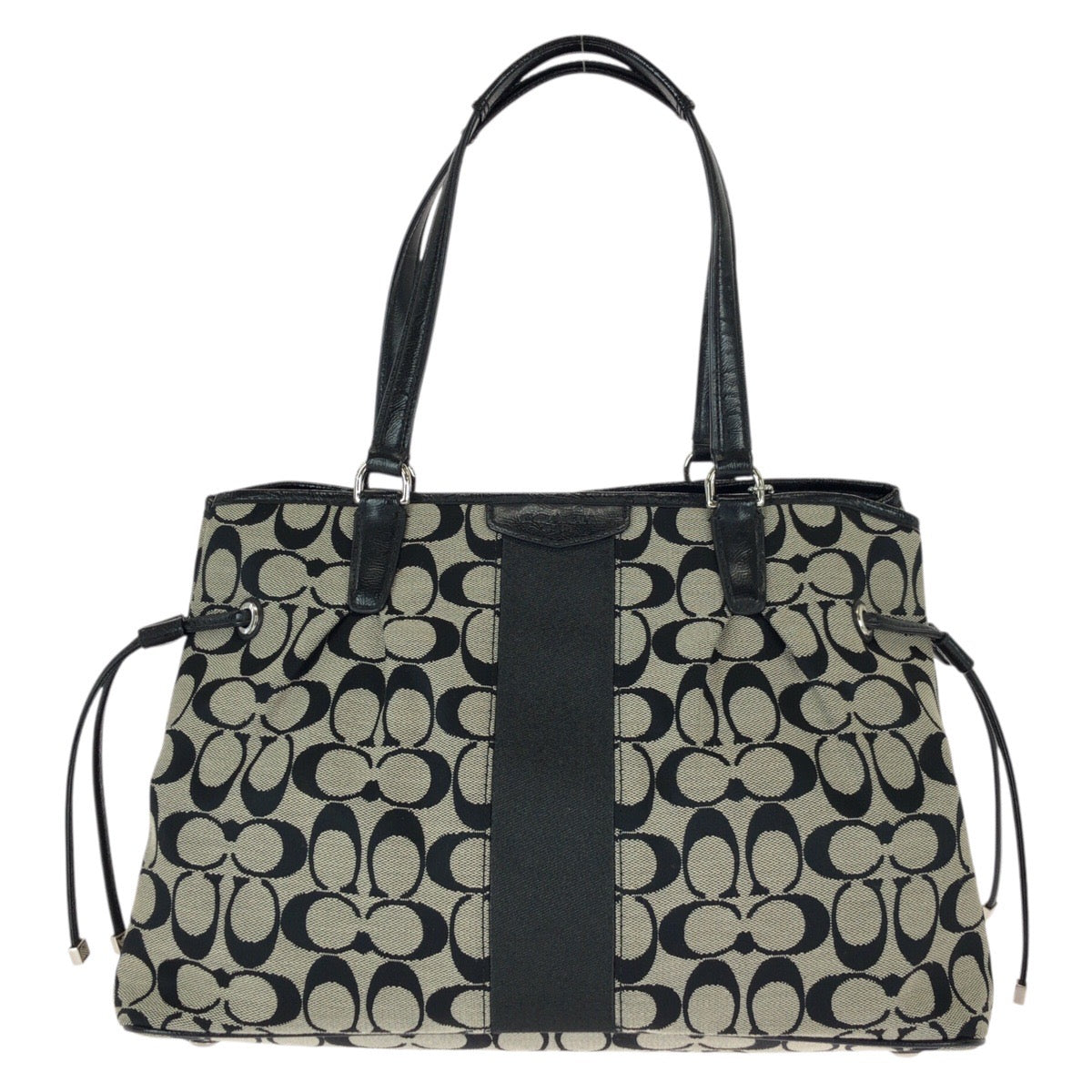 23041
COACH コーチ シグネチャー ブラック グレー シルバー金具 キャンバス / レザー F28501 トートバッグ ショルダーバッグ レディース AB8