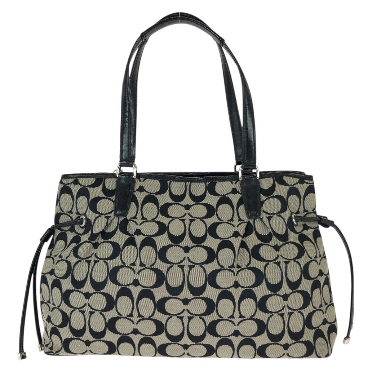 23041
COACH コーチ シグネチャー ブラック グレー シルバー金具 キャンバス / レザー F28501 トートバッグ ショルダーバッグ レディース AB8
