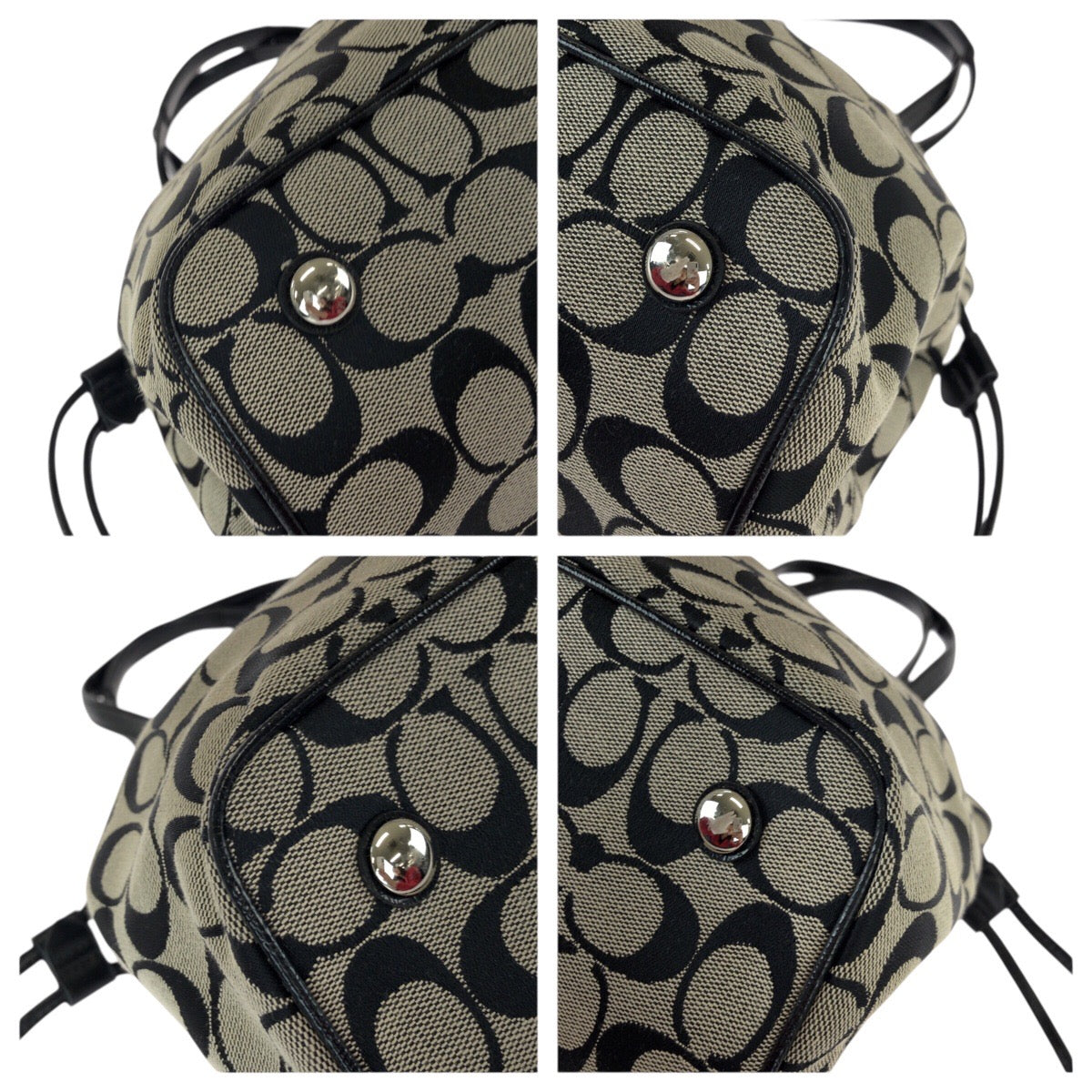 23041
COACH コーチ シグネチャー ブラック グレー シルバー金具 キャンバス / レザー F28501 トートバッグ ショルダーバッグ レディース AB8