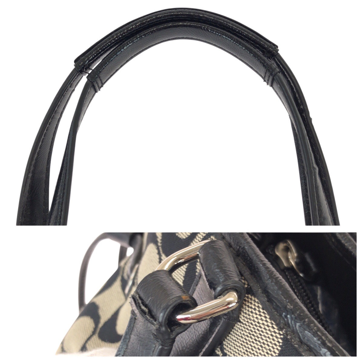 23041
COACH コーチ シグネチャー ブラック グレー シルバー金具 キャンバス / レザー F28501 トートバッグ ショルダーバッグ レディース AB8