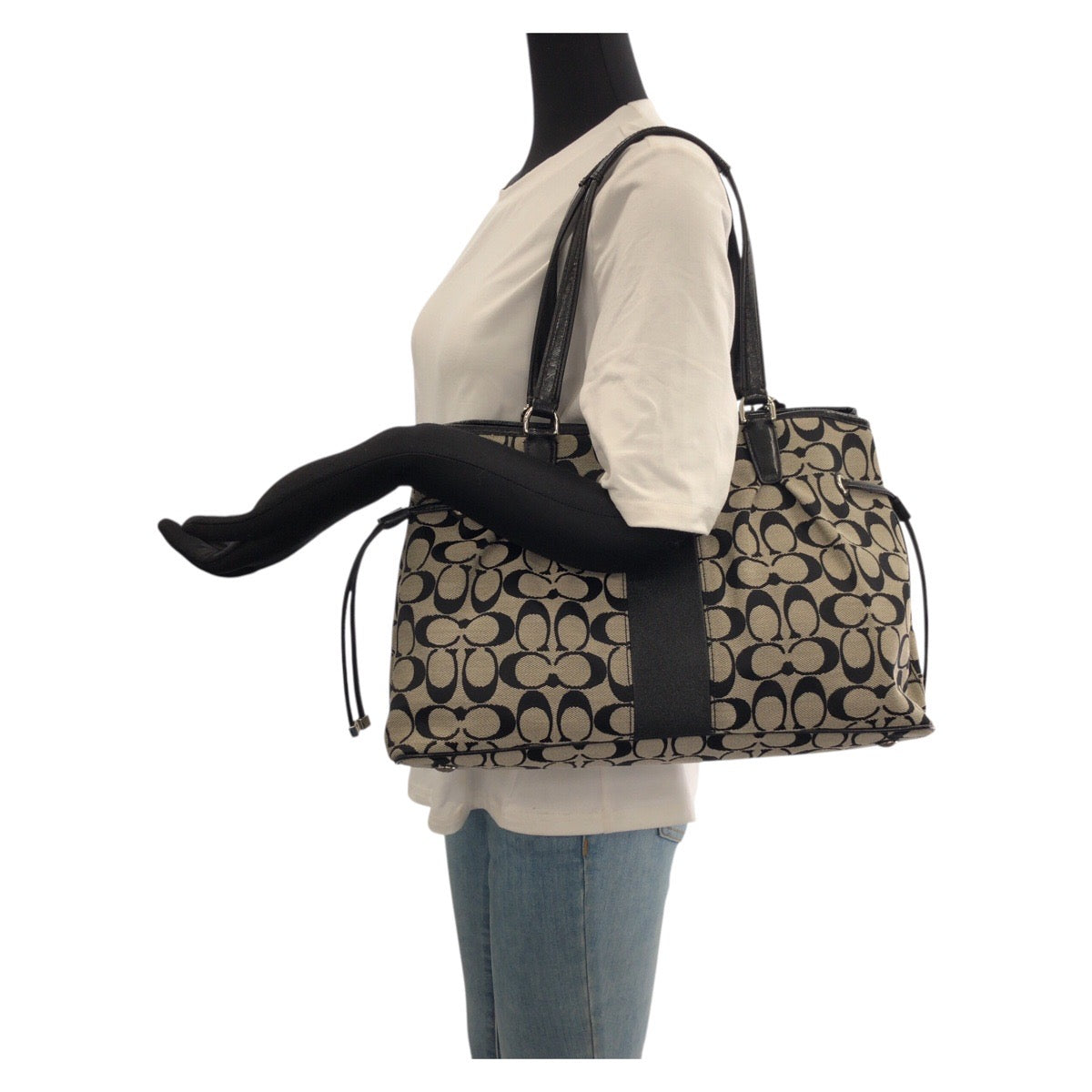 23041
COACH コーチ シグネチャー ブラック グレー シルバー金具 キャンバス / レザー F28501 トートバッグ ショルダーバッグ レディース AB8