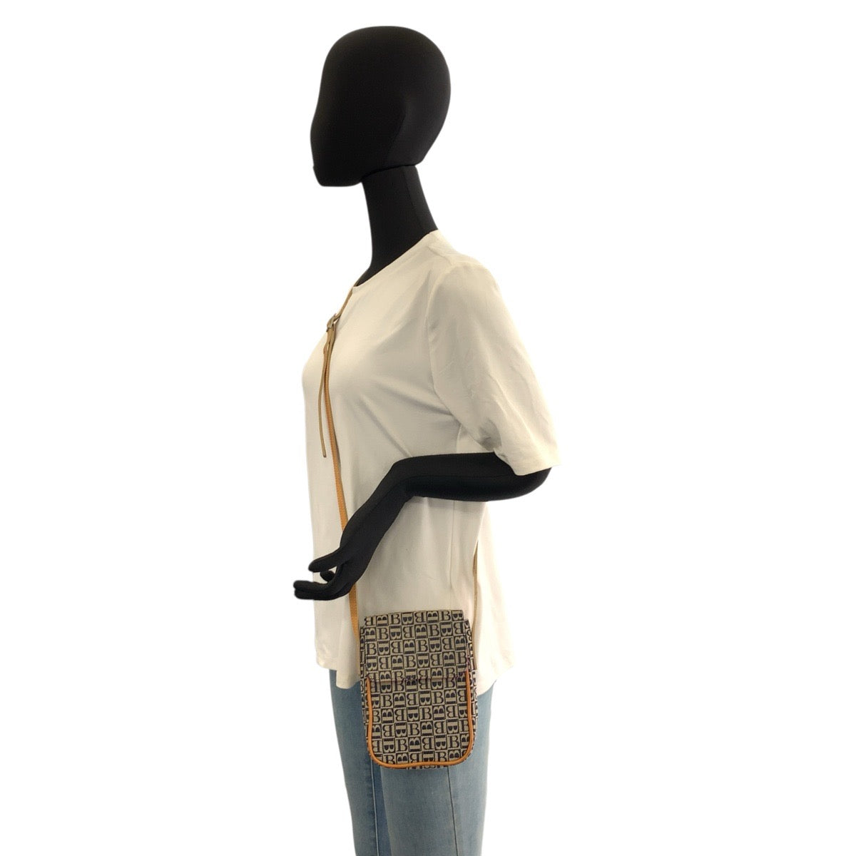 23043
BURBERRY バーバリー ベージュ ブラック ブラウン キャンバス / レザー ショルダーバッグ ポシェット レディース ABP10