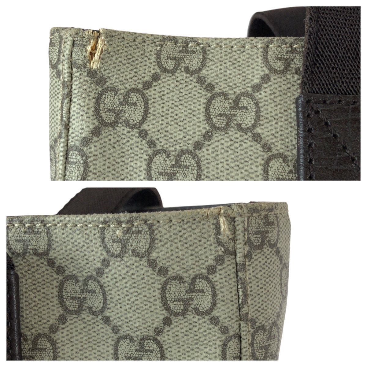 23046
GUCCI グッチ GG柄 カーキ ダークブラウン GGスプリームキャンバス / レザー 141976 トートバッグ 男女兼用 レディース ABP28