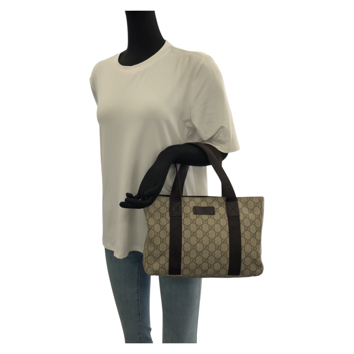 23046
GUCCI グッチ GG柄 カーキ ダークブラウン GGスプリームキャンバス / レザー 141976 トートバッグ 男女兼用 レディース ABP28