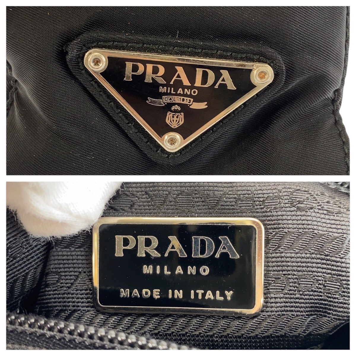 23047
PRADA プラダ テスート 三角ロゴプレート ブラック 黒 シルバー金具 ナイロン 50 トートバッグ ショルダーバッグ レディース ABP21