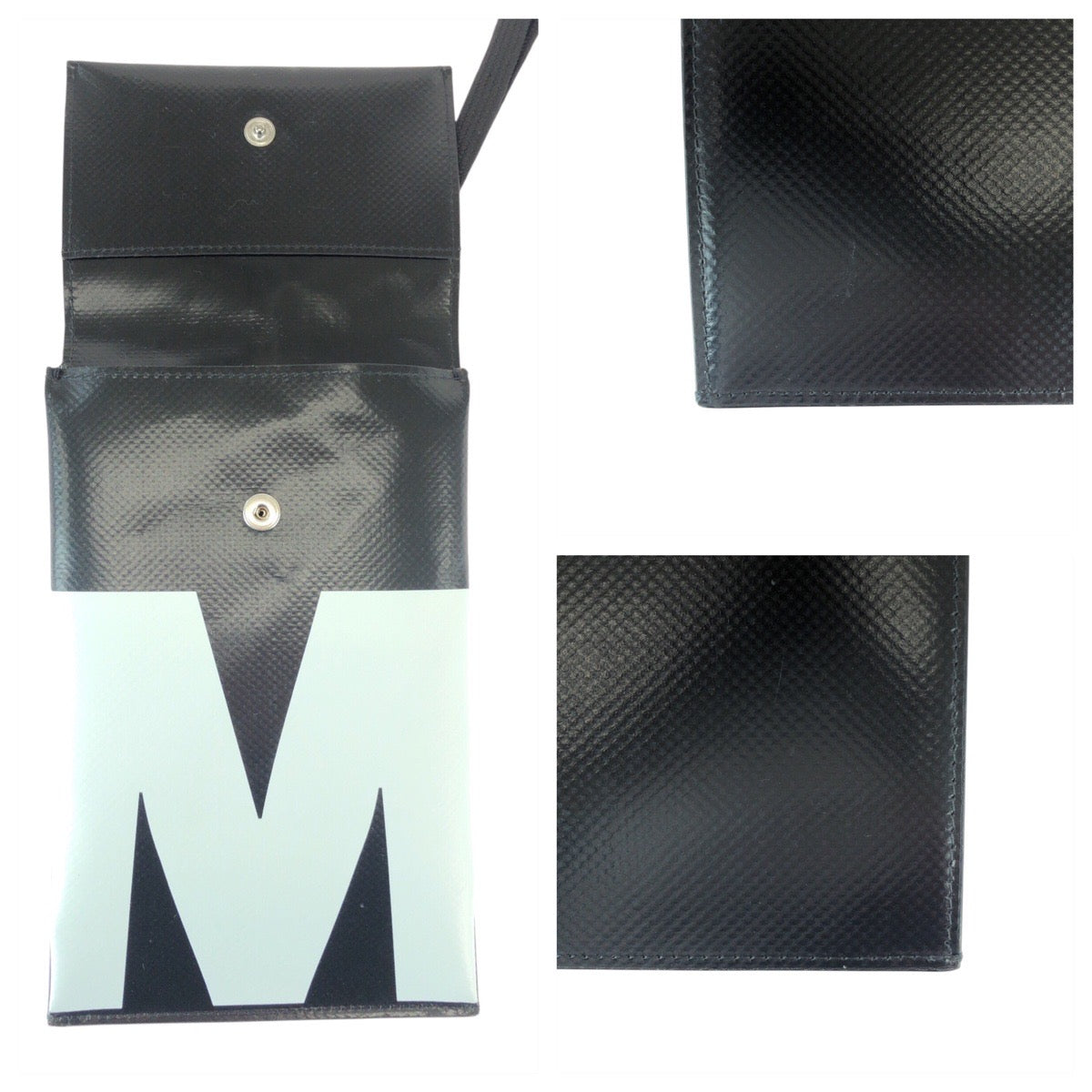 23048
MARNI マルニ ブラック 黒 ホワイト シルバー金具 ポリエステル ショルダーバッグ スマホショルダー 男女兼用 レディース A21