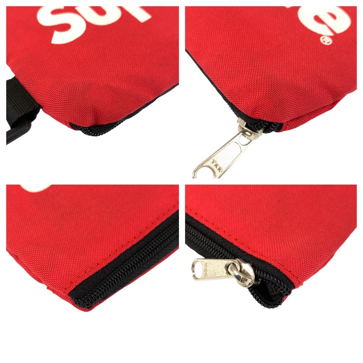 23049
Supreme シュプリーム レッド ブラック シルバー金具 ナイロン ポーチ モバイルポーチ メンズ ABP5