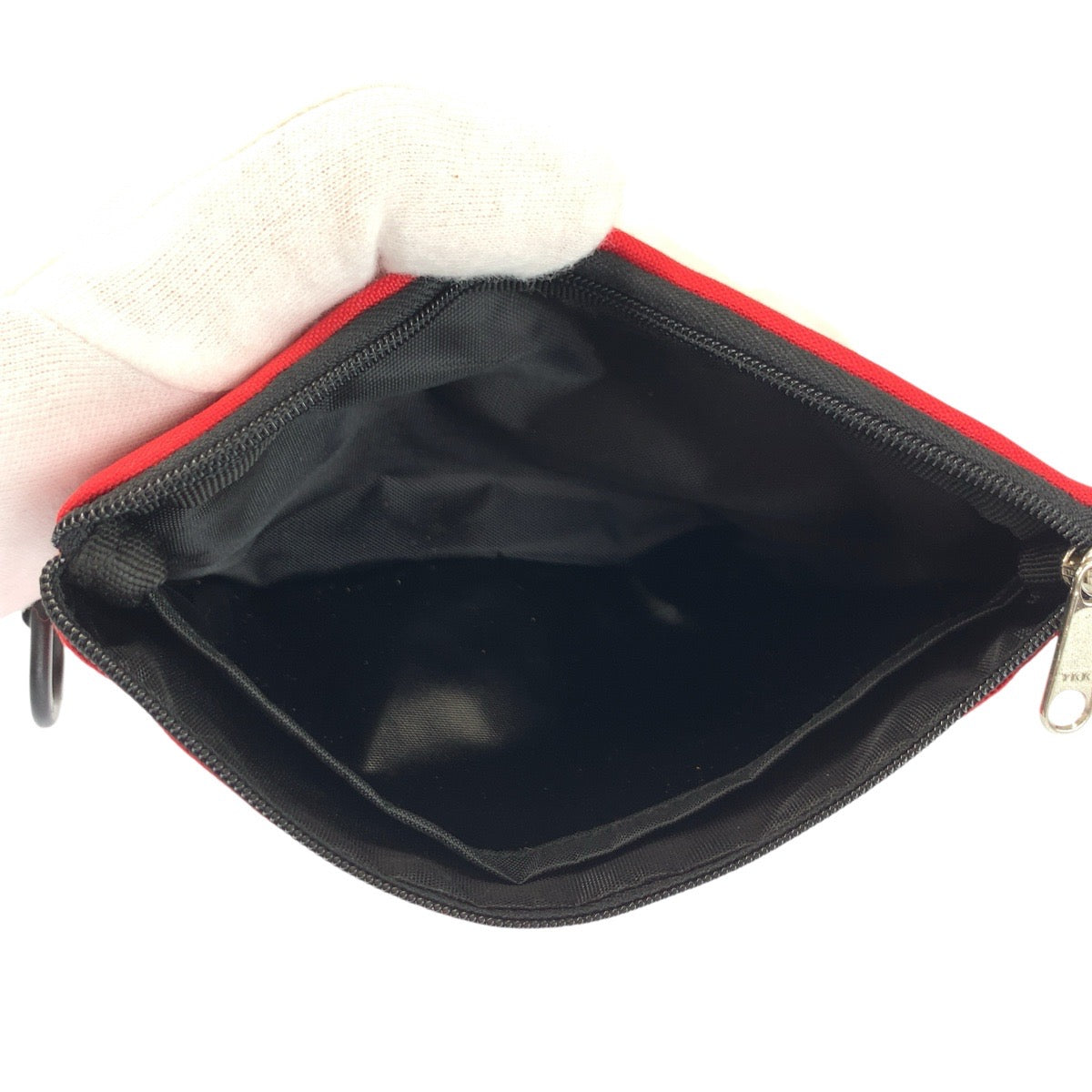 23049
Supreme シュプリーム レッド ブラック シルバー金具 ナイロン ポーチ モバイルポーチ メンズ ABP5