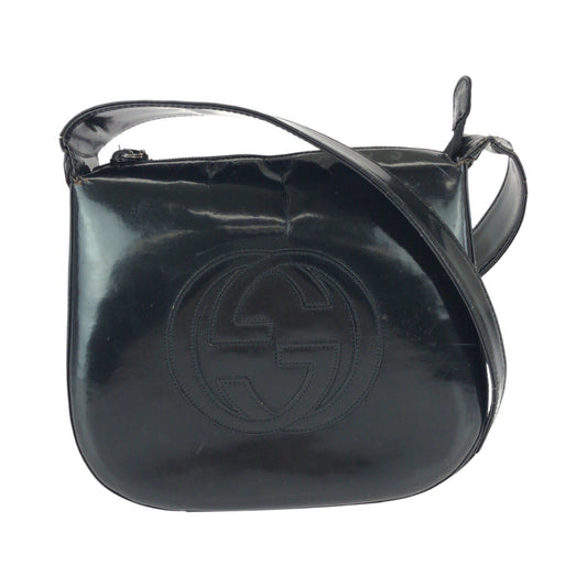 23050
GUCCI グッチ インターロッキング ブラック 黒 エナメル 007 2046 0250 ショルダーバッグ ワンショルダー レディース B8