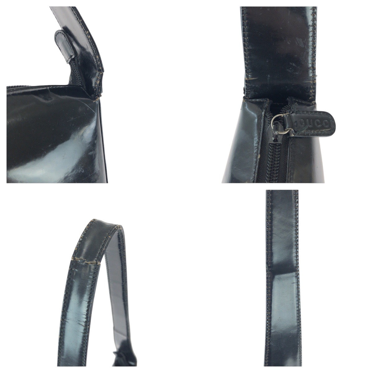 23050
GUCCI グッチ インターロッキング ブラック 黒 エナメル 007 2046 0250 ショルダーバッグ ワンショルダー レディース B8