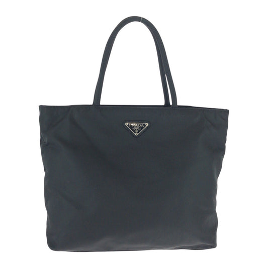 23051
PRADA Prada Tessuto Triangle Logo Plate Triangle Black Silver Hardware Nylon Tote Bag Handbag Women's ABP28