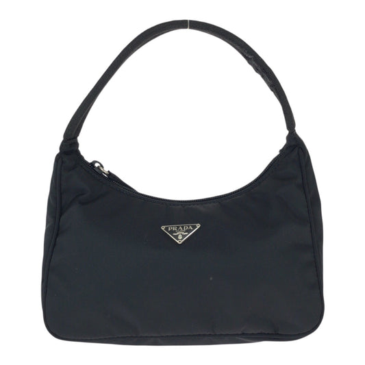 23052
PRADA Prada Tessuto Triangle Logo Plate Black Silver Hardware Nylon Handbag Accessory Pouch Women's AB28
