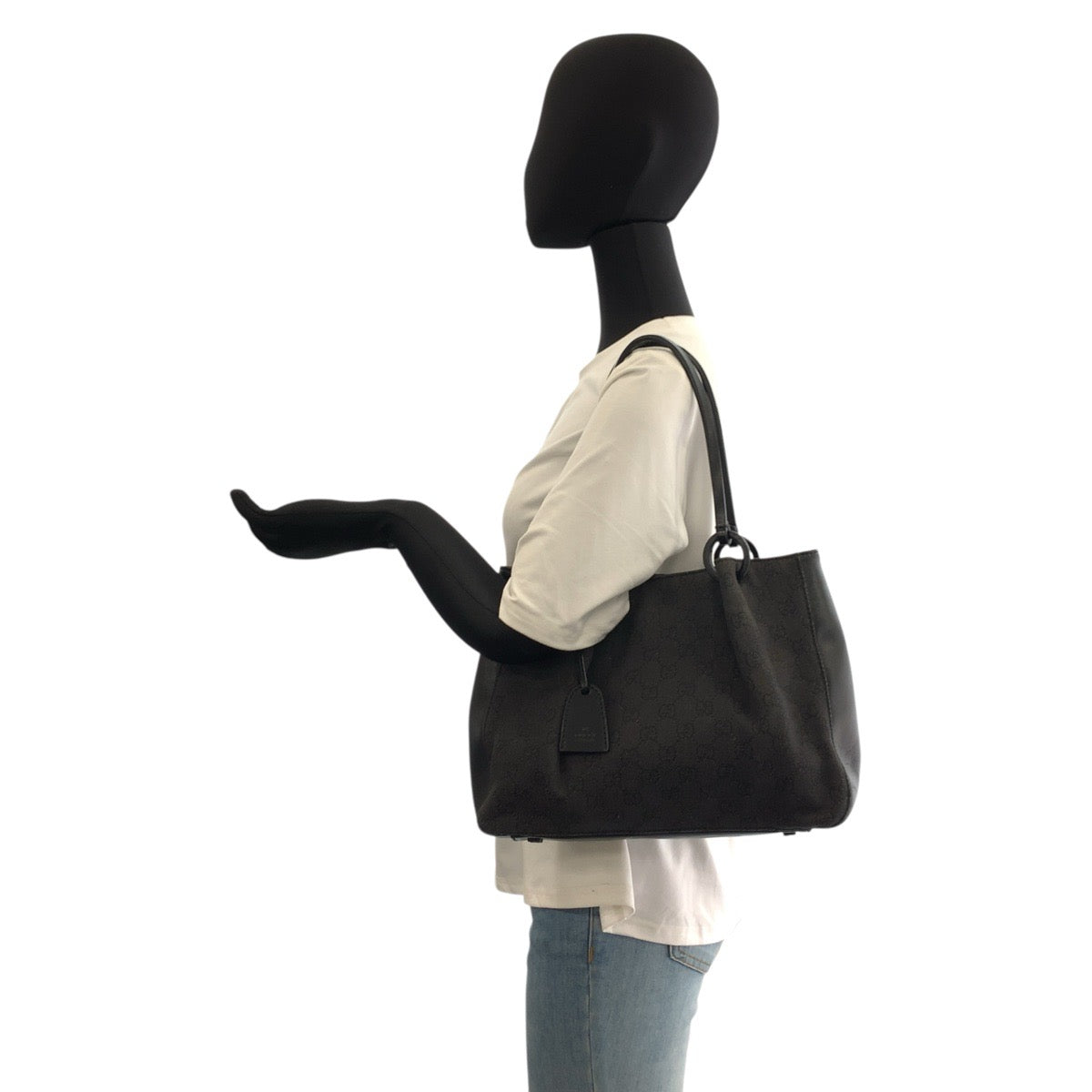 23054
GUCCI グッチ ブラック 黒 GGキャンバス / レザー 101919 トートバッグ ショルダーバッグ レディース AB28