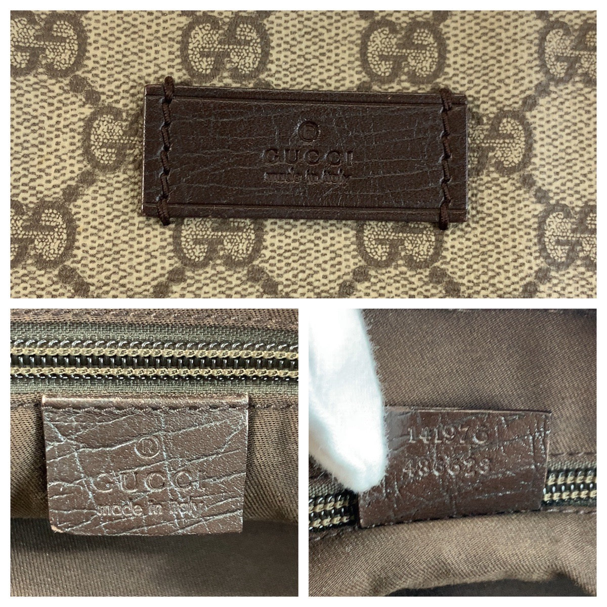 23057
GUCCI グッチ ベージュ ブラウン GGスプリームキャンバス 141976 トートバッグ ハンドバッグ レディース AB21