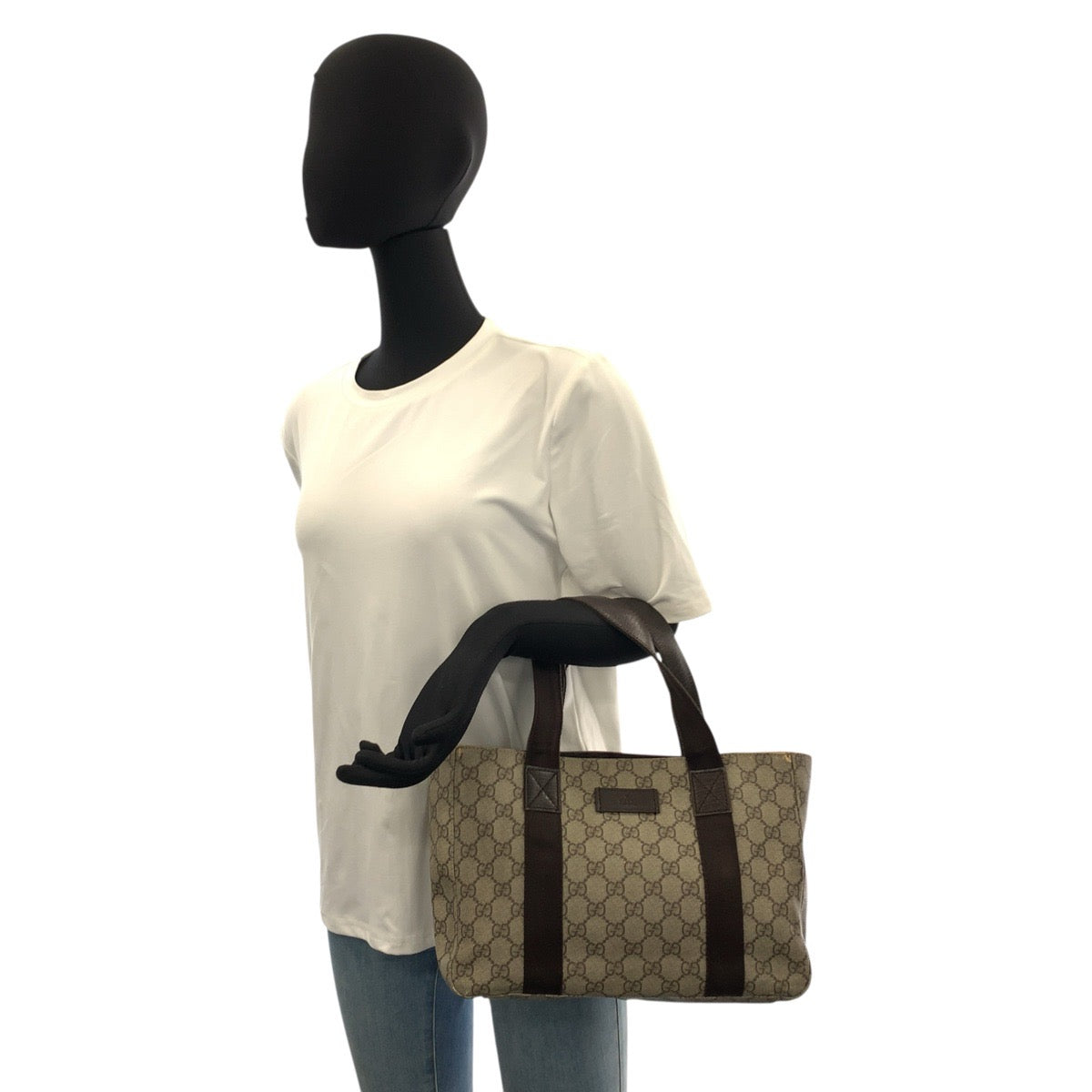 23057
GUCCI グッチ ベージュ ブラウン GGスプリームキャンバス 141976 トートバッグ ハンドバッグ レディース AB21