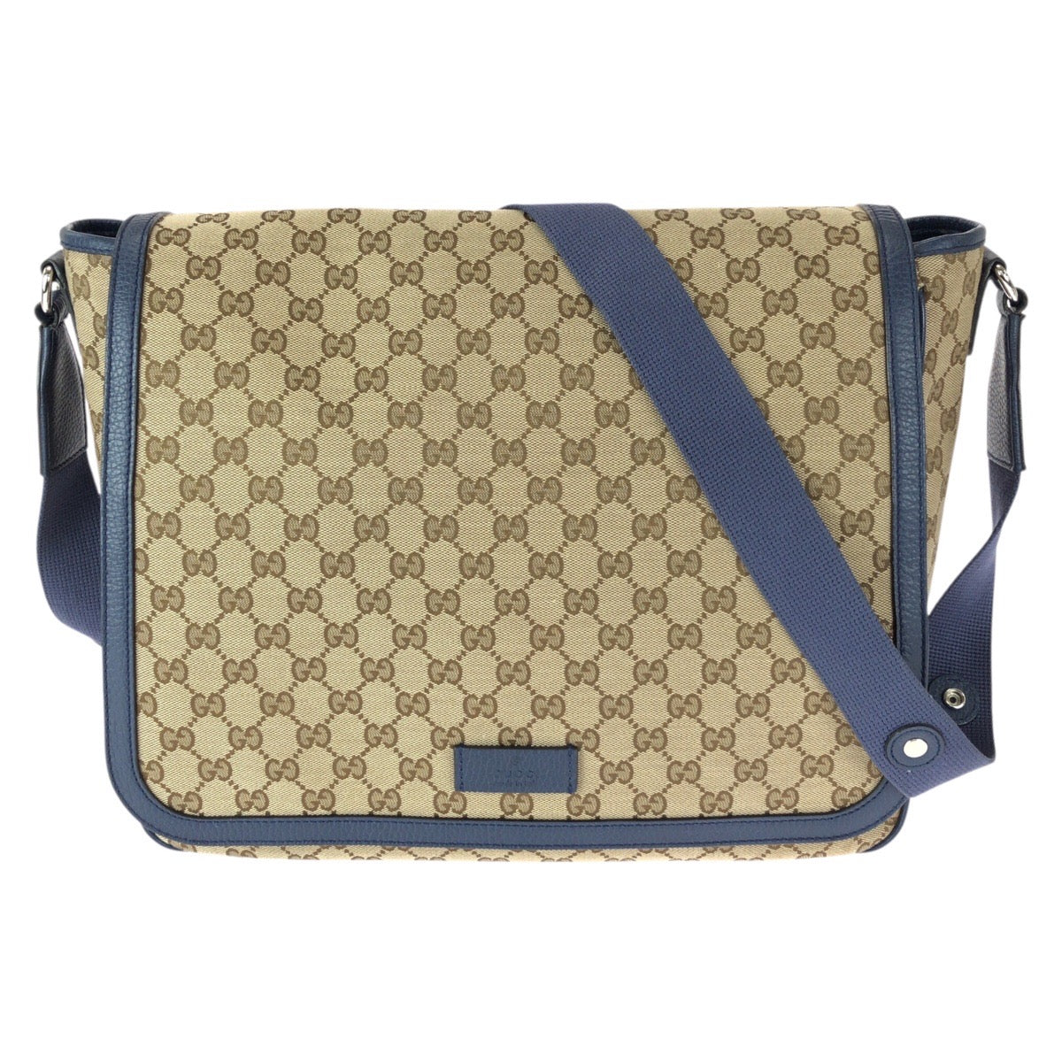 23060
GUCCI Beige Blue Silver Hardware GG Canvas / Leather 510340 Shoulder Bag Messenger Bag Men's A80