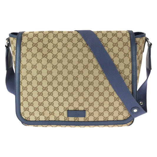 23060
GUCCI グッチ ベージュ ブルー シルバー金具 GGキャンバス / レザー 510340 ショルダーバッグ メッセンジャーバッグ メンズ A80