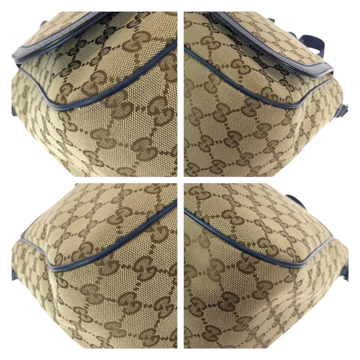 23060
GUCCI Beige Blue Silver Hardware GG Canvas / Leather 510340 Shoulder Bag Messenger Bag Men's A80