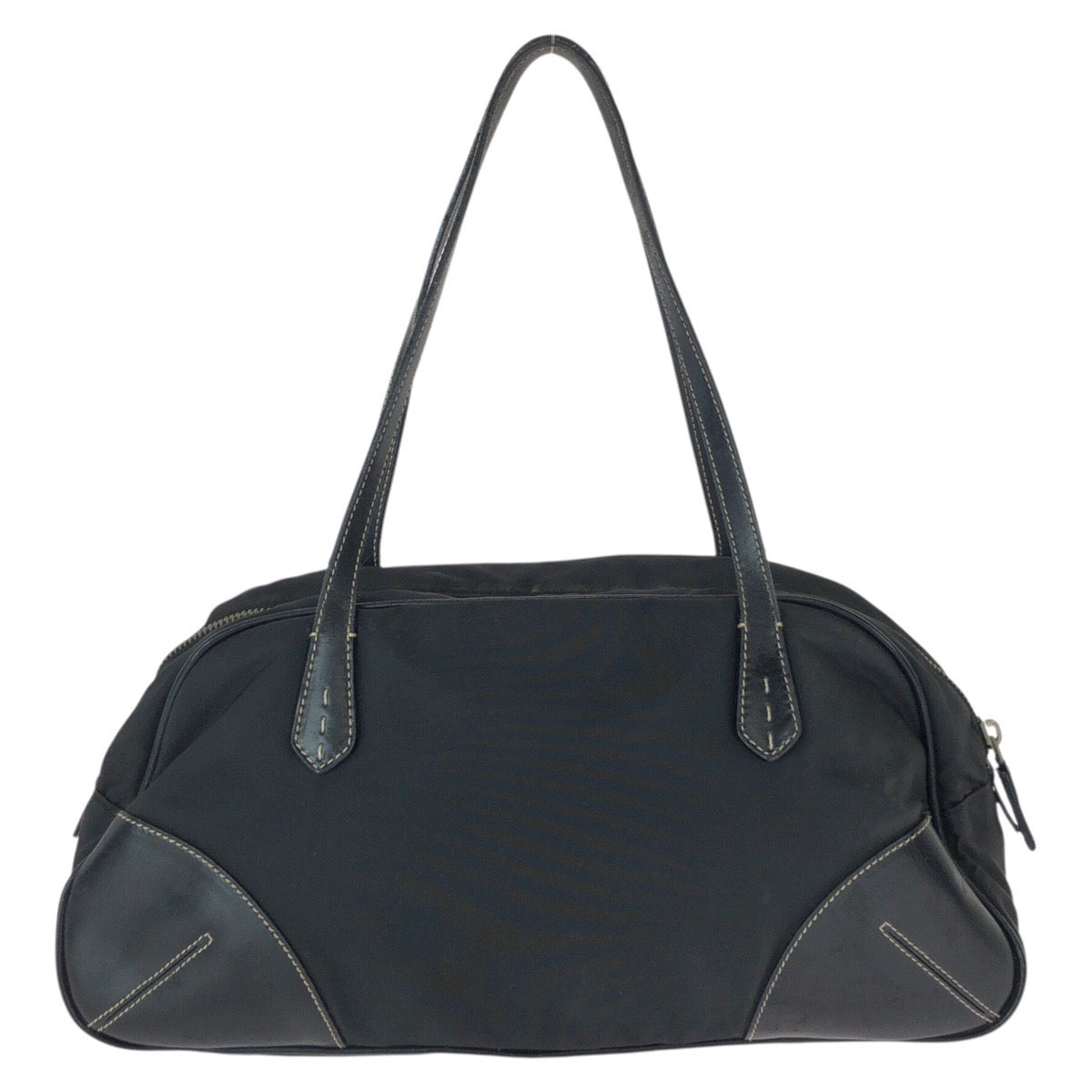 23061
PRADA プラダ テスート 三角ロゴプレート ブラック 黒 シルバー金具 ナイロン / レザー トートバッグ ハンドバッグ レディース AB28