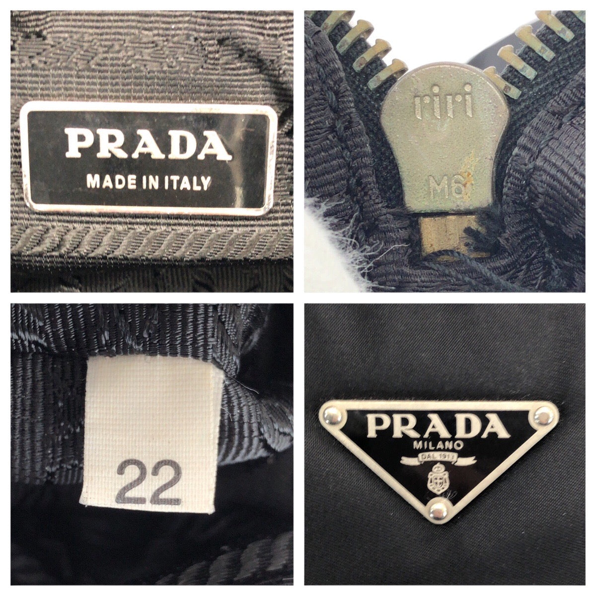 23061
PRADA プラダ テスート 三角ロゴプレート ブラック 黒 シルバー金具 ナイロン / レザー トートバッグ ハンドバッグ レディース AB28