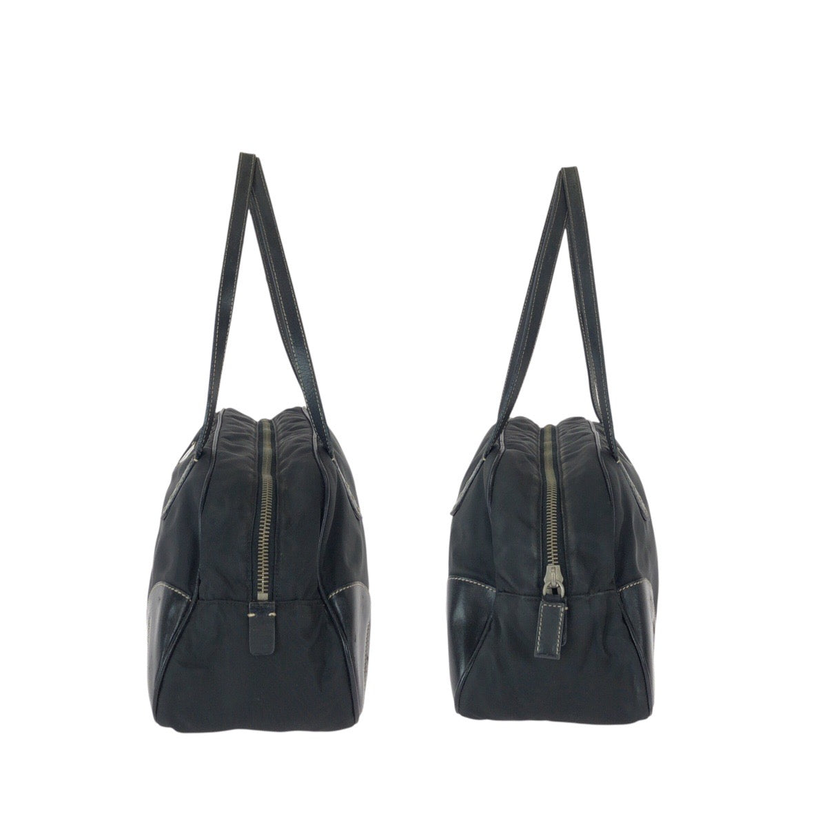 23061
PRADA プラダ テスート 三角ロゴプレート ブラック 黒 シルバー金具 ナイロン / レザー トートバッグ ハンドバッグ レディース AB28