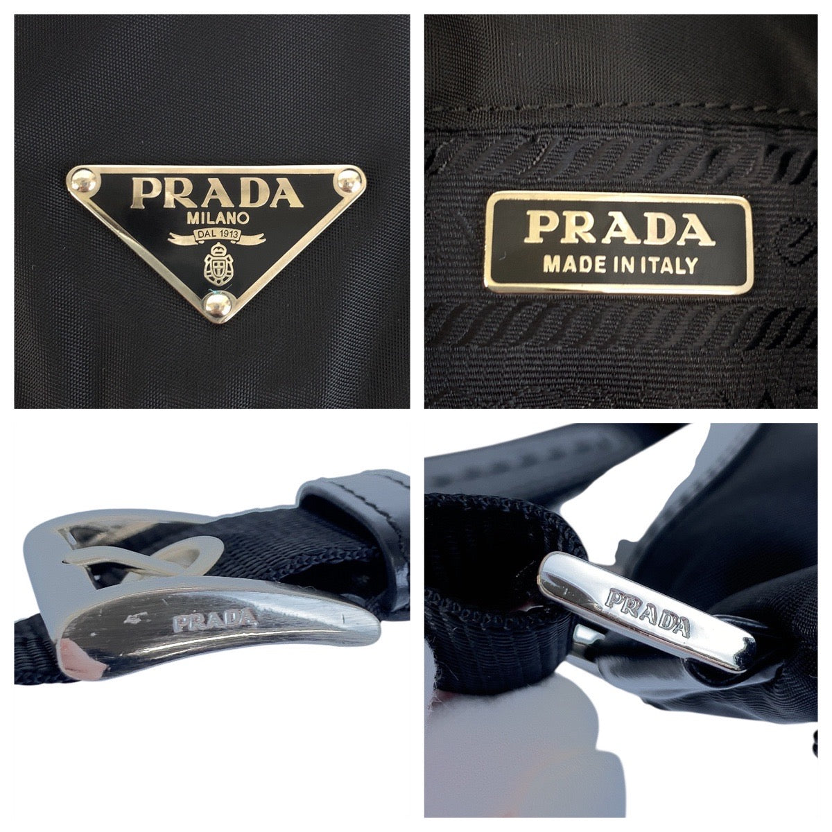23062
PRADA プラダ テスート 三角ロゴプレート ブラック 黒 シルバー金具 ナイロン / レザー ボディバッグ バムバッグ ショルダーバッグ ウエストポーチ メンズ A48