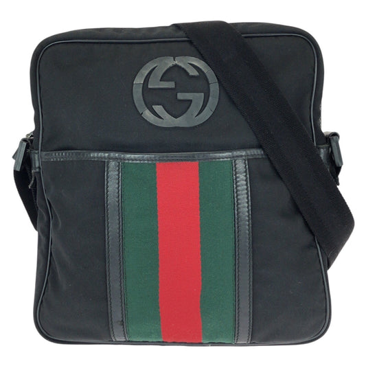 23064
GUCCI グッチ シェリーライン インターロッキング ブラック 黒 シルバー金具 ナイロン 181061 ショルダーバッグ メッセンジャーバッグ レディース AB21