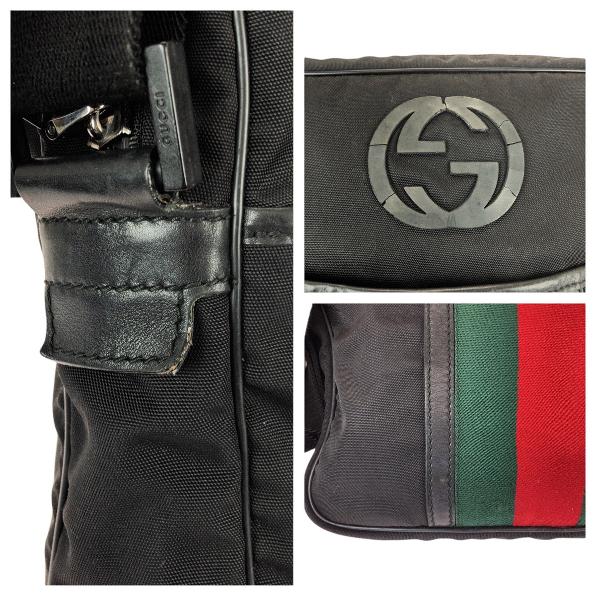 23064
GUCCI グッチ シェリーライン インターロッキング ブラック 黒 シルバー金具 ナイロン 181061 ショルダーバッグ メッセンジャーバッグ レディース AB21