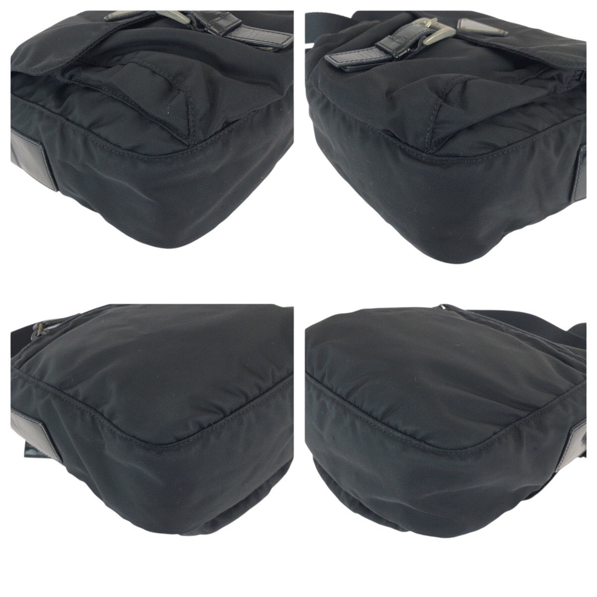 23067
PRADA プラダ テスート 三角ロゴプレート ブラック 黒 シルバー金具 ナイロン / レザー ショルダーバッグ ポシェット レディース ABP35