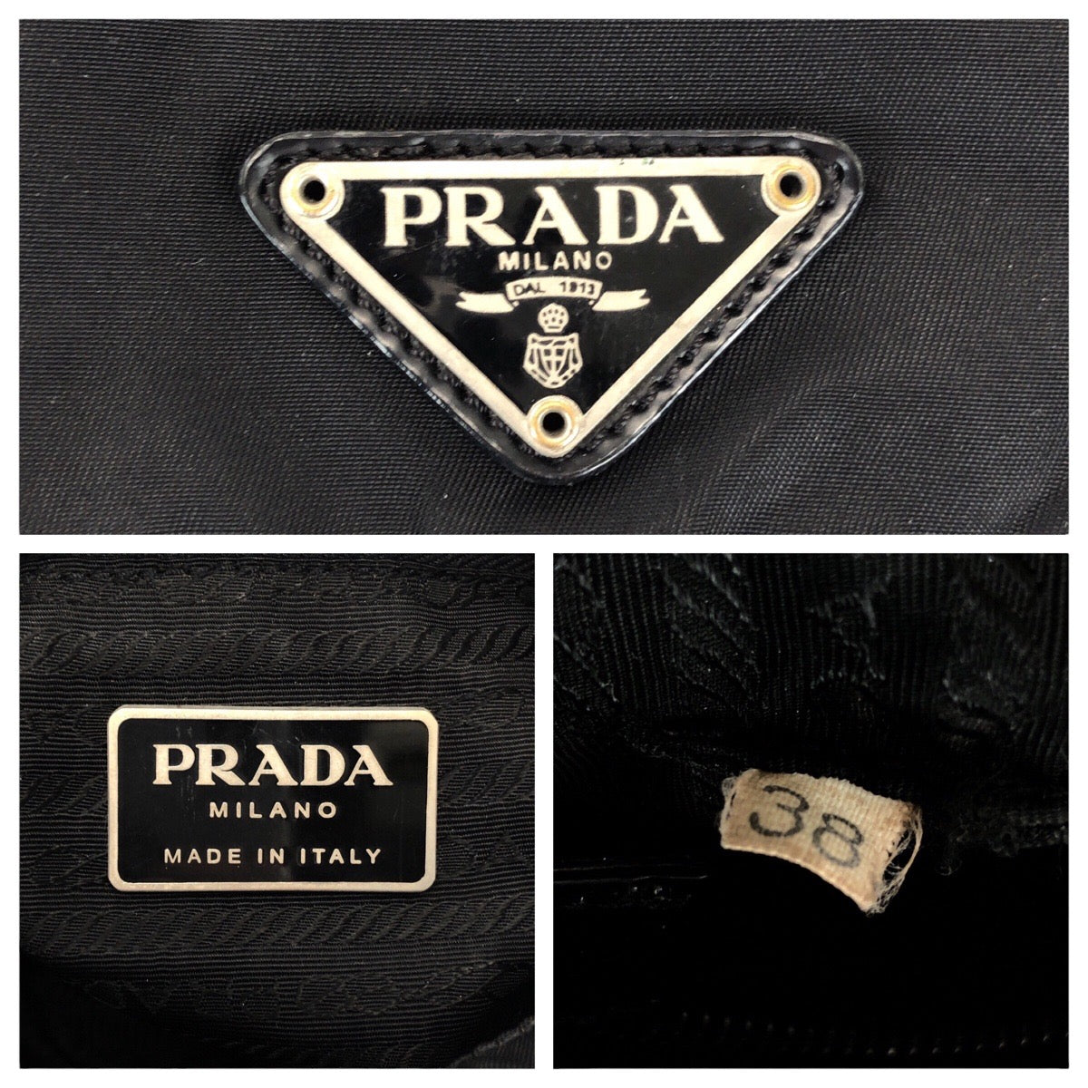 23067
PRADA プラダ テスート 三角ロゴプレート ブラック 黒 シルバー金具 ナイロン / レザー ショルダーバッグ ポシェット レディース ABP35
