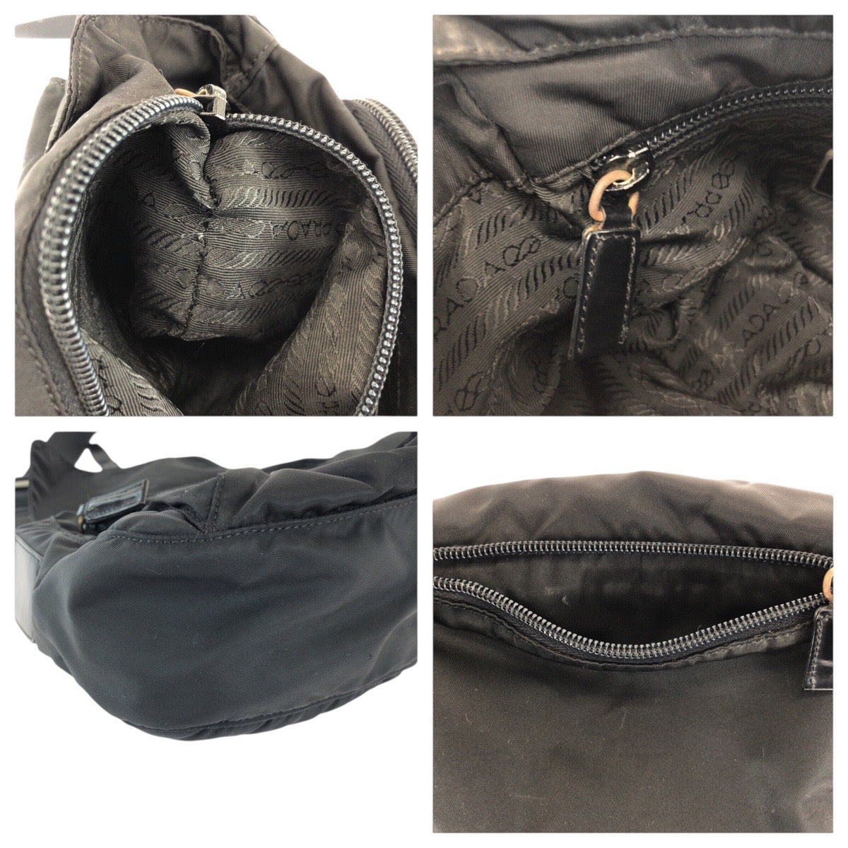 23067
PRADA プラダ テスート 三角ロゴプレート ブラック 黒 シルバー金具 ナイロン / レザー ショルダーバッグ ポシェット レディース ABP35