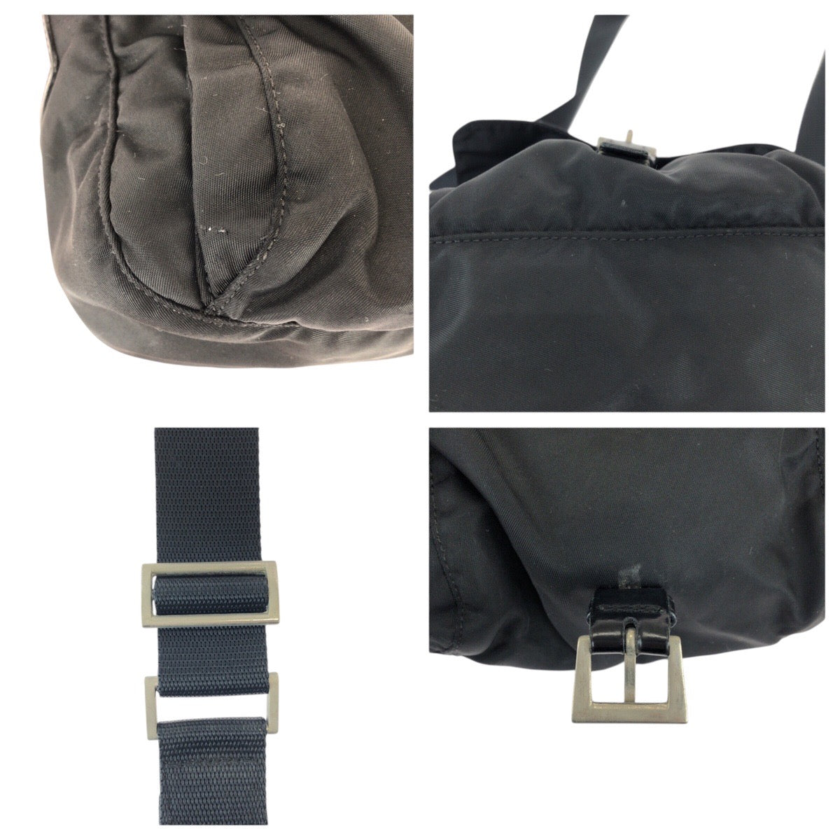 23067
PRADA プラダ テスート 三角ロゴプレート ブラック 黒 シルバー金具 ナイロン / レザー ショルダーバッグ ポシェット レディース ABP35