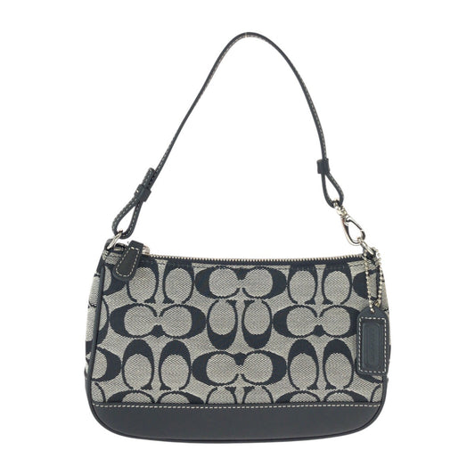 23068
COACH コーチ シグネチャー ブラック 黒 グレー シルバー金具 キャンバス / レザー 6094 ハンドバッグ アクセサリーポーチ レディース A21