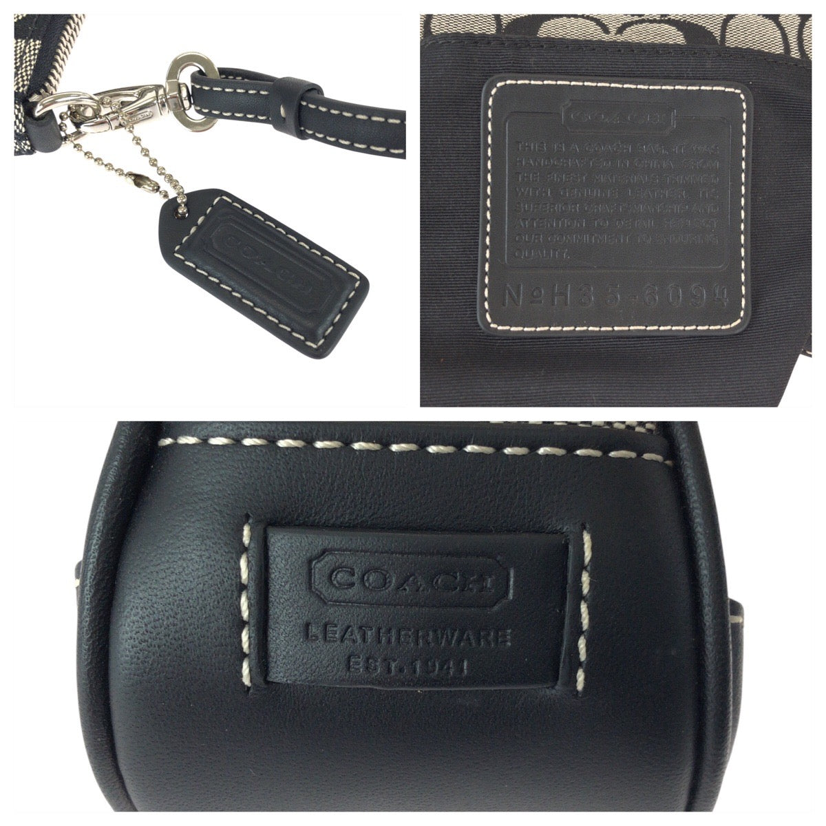 23068
COACH Signature Black Gray Silver Hardware Canvas / Leather 6094 Handbag Accessory Pouch Women's A21