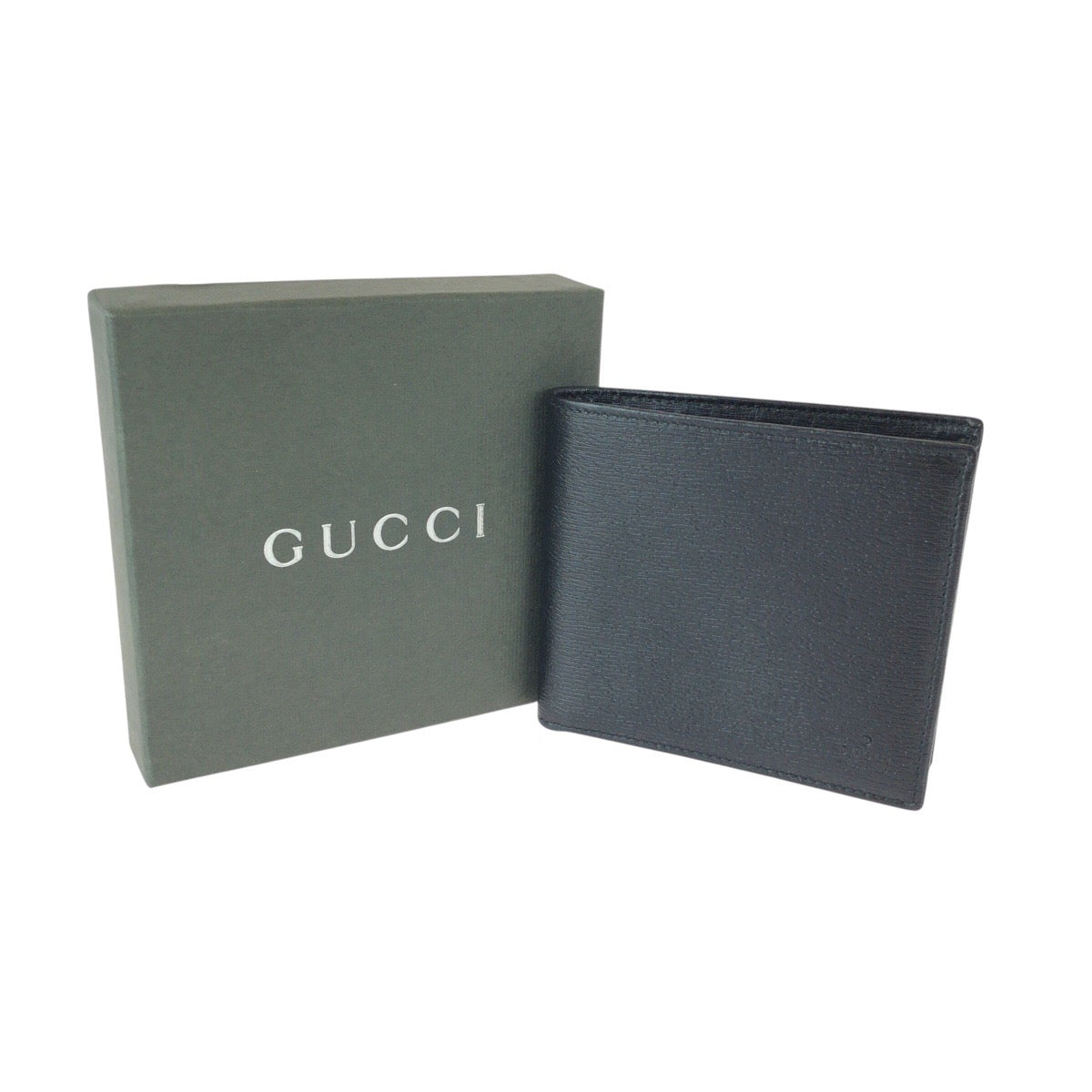 23071
GUCCI Black Silver Hardware Leather 034 2149 0817 Bi-Fold Compact Wallet Men's A21