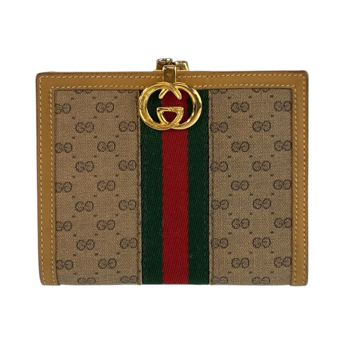 23073
GUCCI Vintage Sherry Line Micro GG Interlocking Brown Beige Gold Hardware GG Supreme Canvas / Leather 035 904 8785 Bi-fold Wallet Compact Wallet Women's ABP21