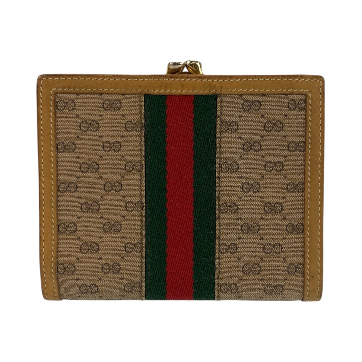 23073
GUCCI Vintage Sherry Line Micro GG Interlocking Brown Beige Gold Hardware GG Supreme Canvas / Leather 035 904 8785 Bi-fold Wallet Compact Wallet Women's ABP21