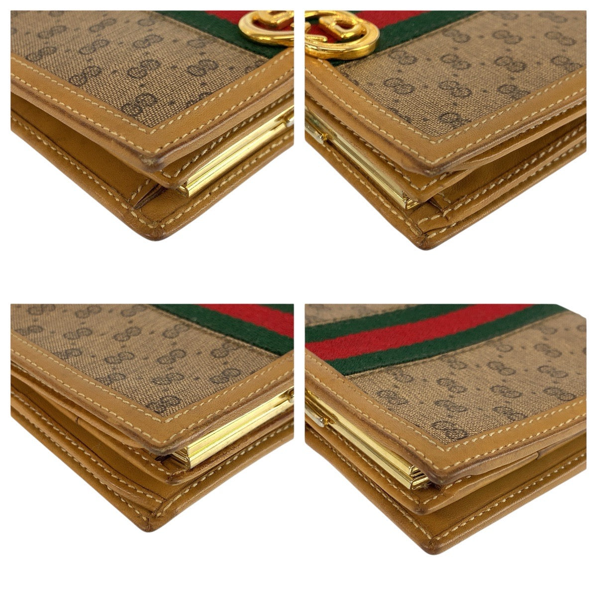 23073
GUCCI Vintage Sherry Line Micro GG Interlocking Brown Beige Gold Hardware GG Supreme Canvas / Leather 035 904 8785 Bi-fold Wallet Compact Wallet Women's ABP21
