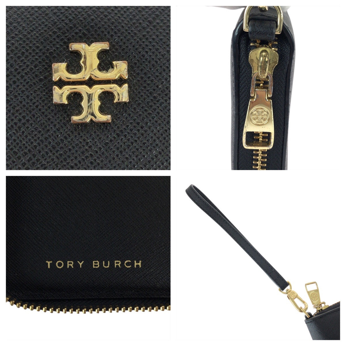 23074
Tory Burch トリーバーチ ブラック 黒 ゴールド金具 レザー 長財布 ロングウォレット メンズ A8