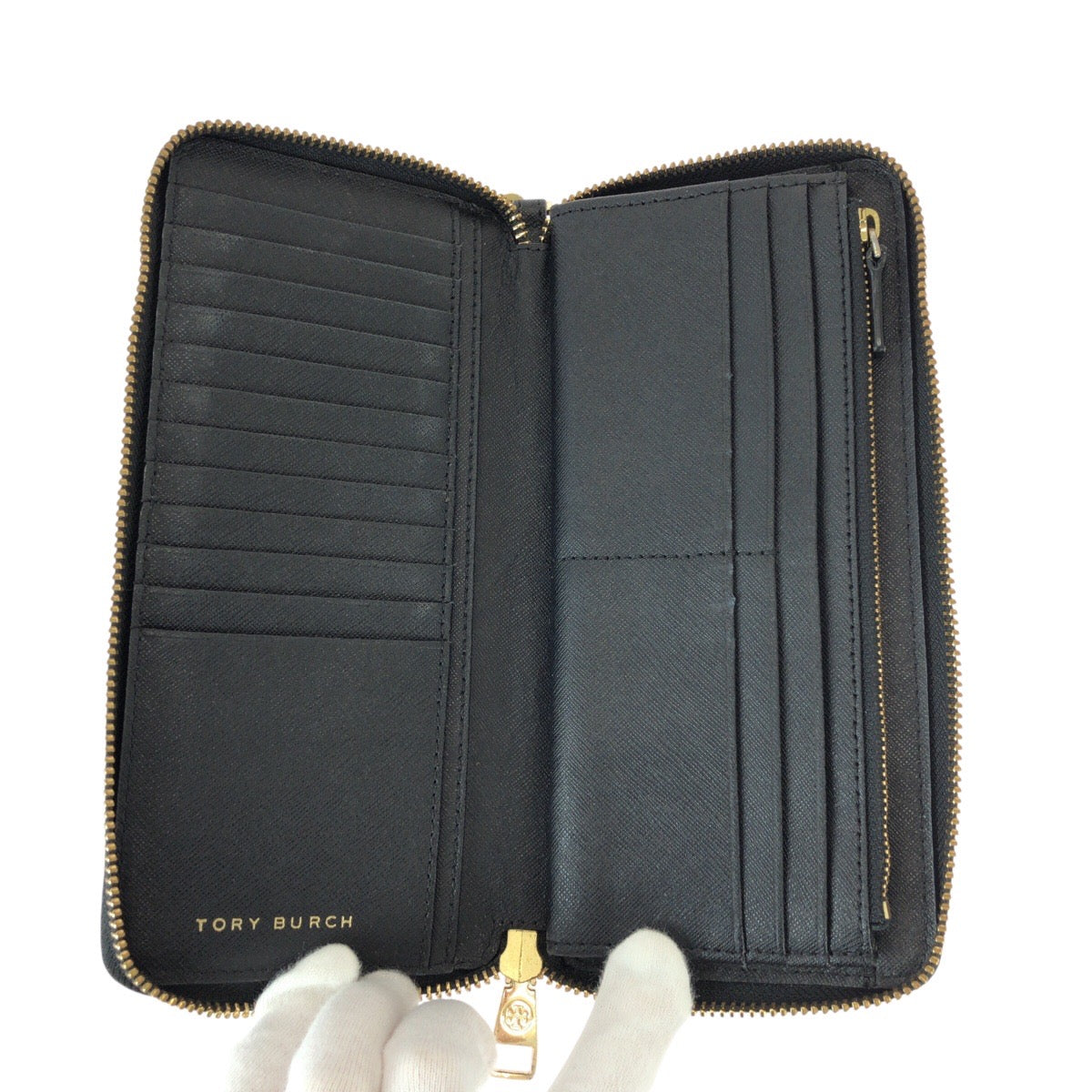 23074
Tory Burch トリーバーチ ブラック 黒 ゴールド金具 レザー 長財布 ロングウォレット メンズ A8