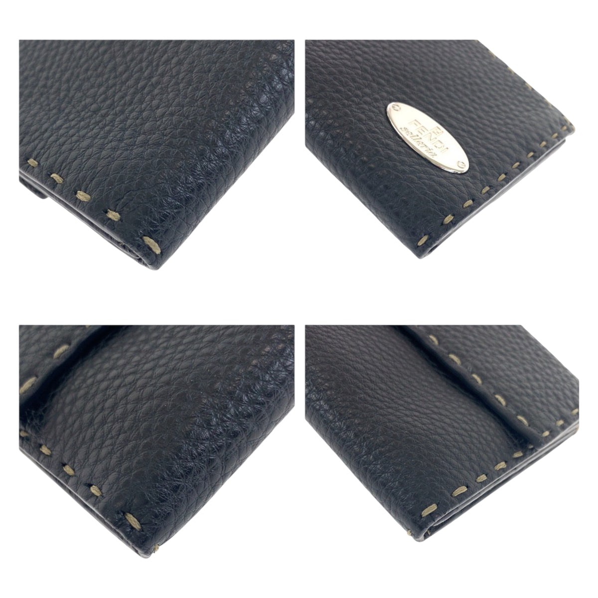 23075
FENDI フェンディ セレリア ブラック 黒 シルバー金具 レザー 8M0144 長財布 折財布 ロングウォレット メンズ A21